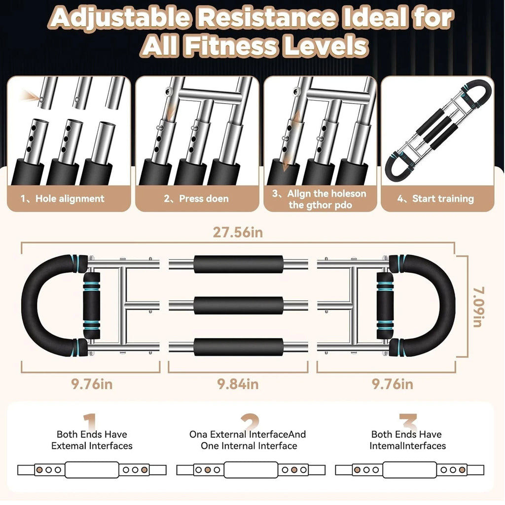 Shaker Twister Arm Trainer Workout Equipment Adjustable Chest Expander-Exerciser---Blue