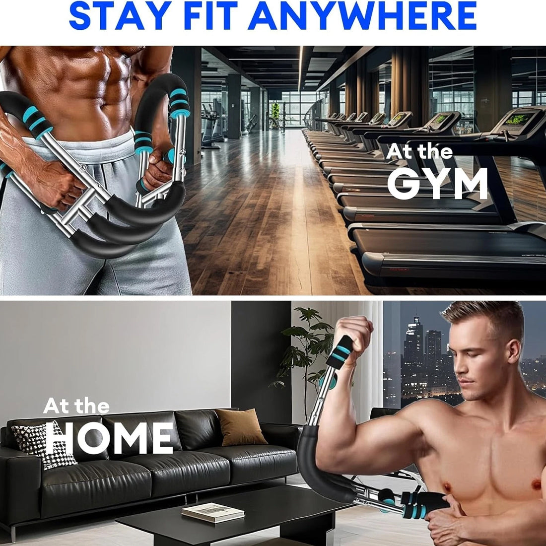 Shaker Twister Arm Trainer Workout Equipment Adjustable Chest Expander-Exerciser---Blue