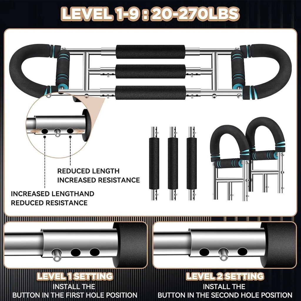 Shaker Twister Arm Trainer Workout Equipment Adjustable Chest Expander-Exerciser---Blue