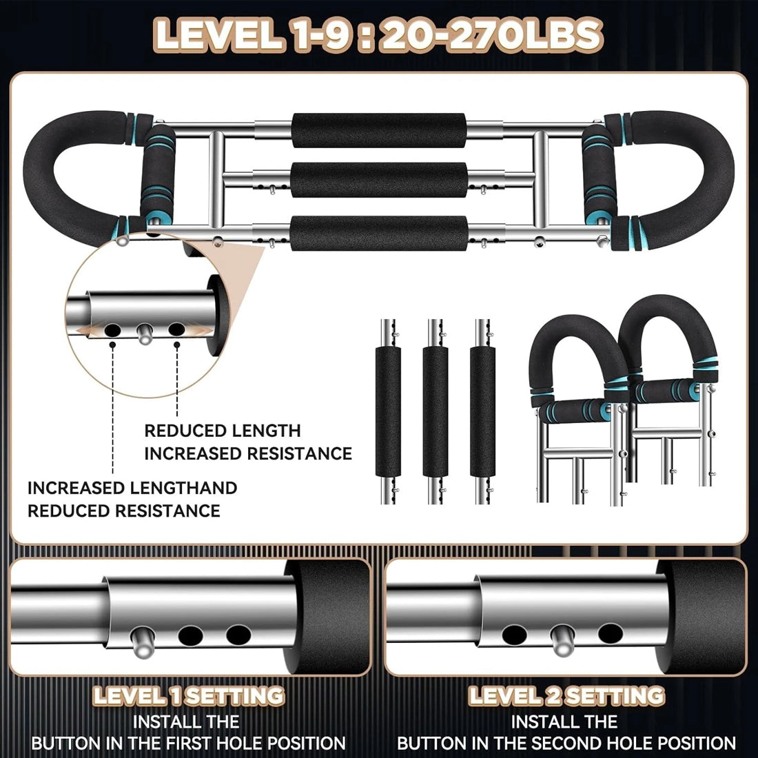 Shaker Twister Arm Trainer Workout Equipment Adjustable Chest Expander-Exerciser---Blue